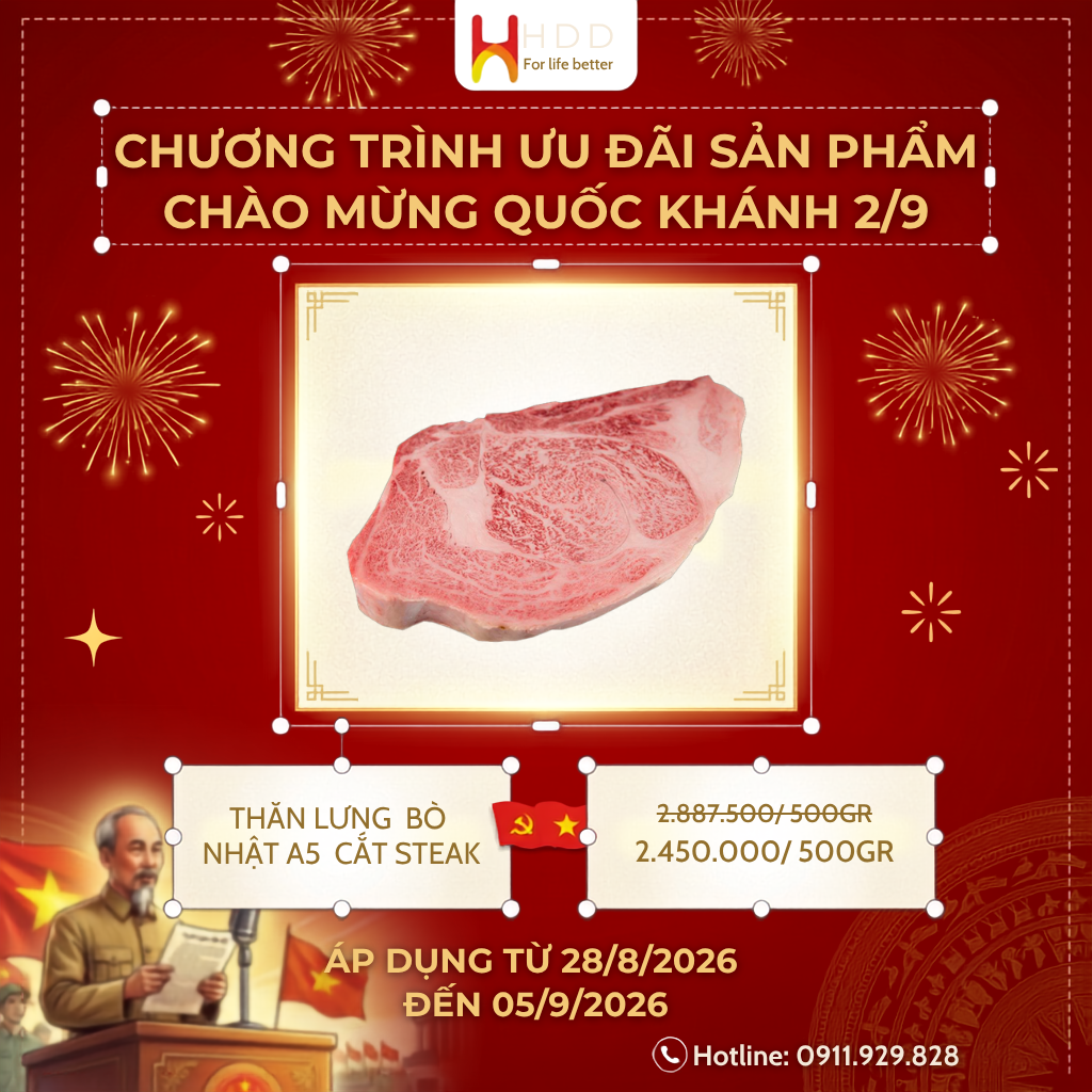 Thăn lưng bò Nhật A5 cắt Steak khuyến mãi Thitbowagyu.com 2/9